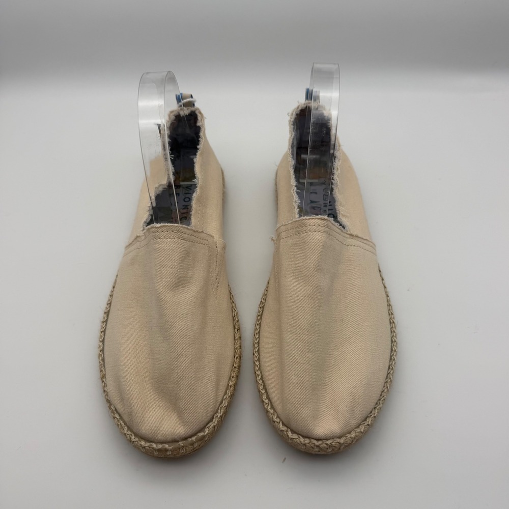 NWT Vionic Beach Laguna Espadrille Slip On Sneakers Size 8.5 Cream Canvas Frayed